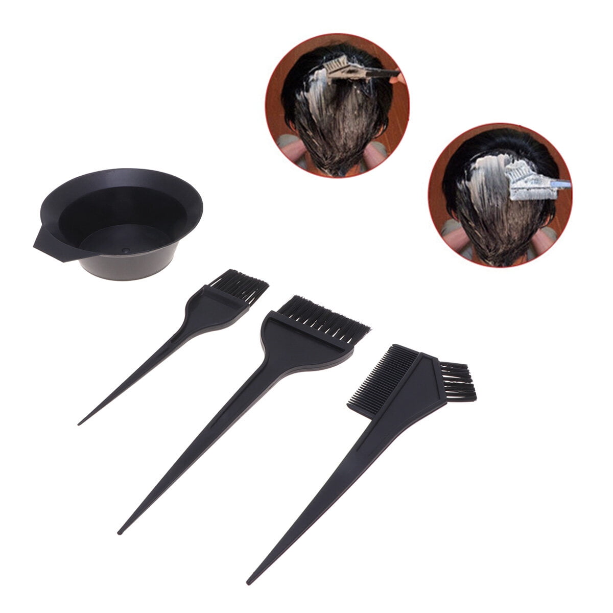 3 Set Hair Coloring Tool Set Applicator Bowl Hair Tint Tools Brush Comb Set for Store Salon Home