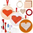 thumbnail image 1 of 3 Set Heart Felt Embroidery Kit Heart Embroidery Set Sewing Kits for Beginners Embroidered Cross Stitch Heart Hoops Starter Kit Cross Stitch Kits, 1 of 7