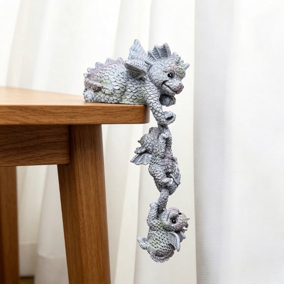 3 Set Mini Dragon Shelf Sitters  Funny Resin Figurines Hanging Off Shelf or Table Edge, Whimsical Collectable Decor for Home, Office, Garden, Mother's Day Gift