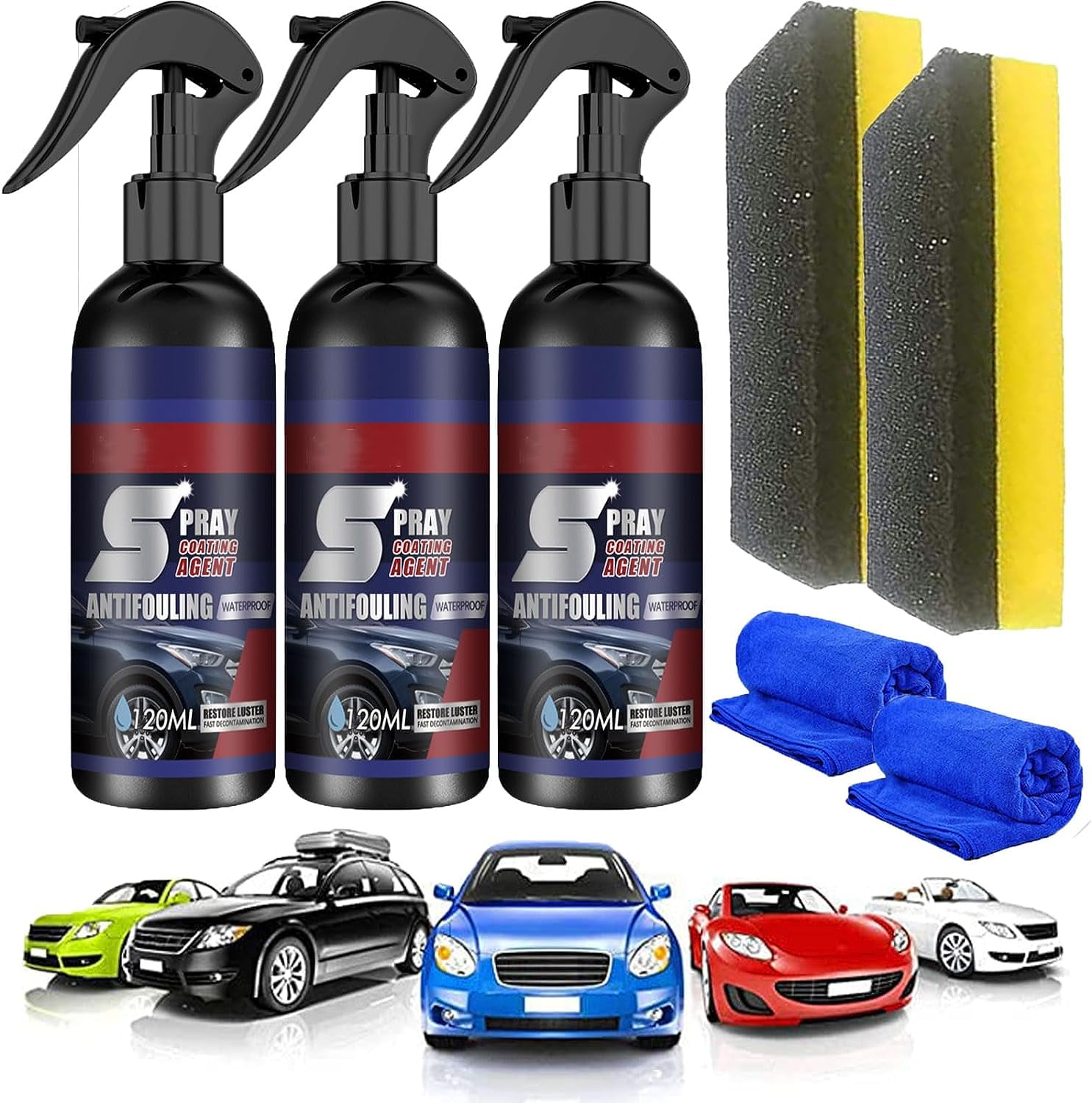 3 Set) Multi-Functional Coating Renewal Agent, 3 in 1 Ceramic Car Coating  Spray High Protection, Plastic Parts Refurbish Agent,Suitable for all cars  