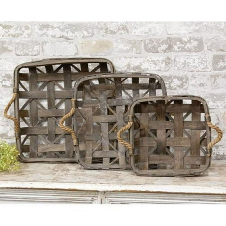tobacco baskets for sale near me 3/Set Natural Square Tobacco Baskets w/Jute Handles