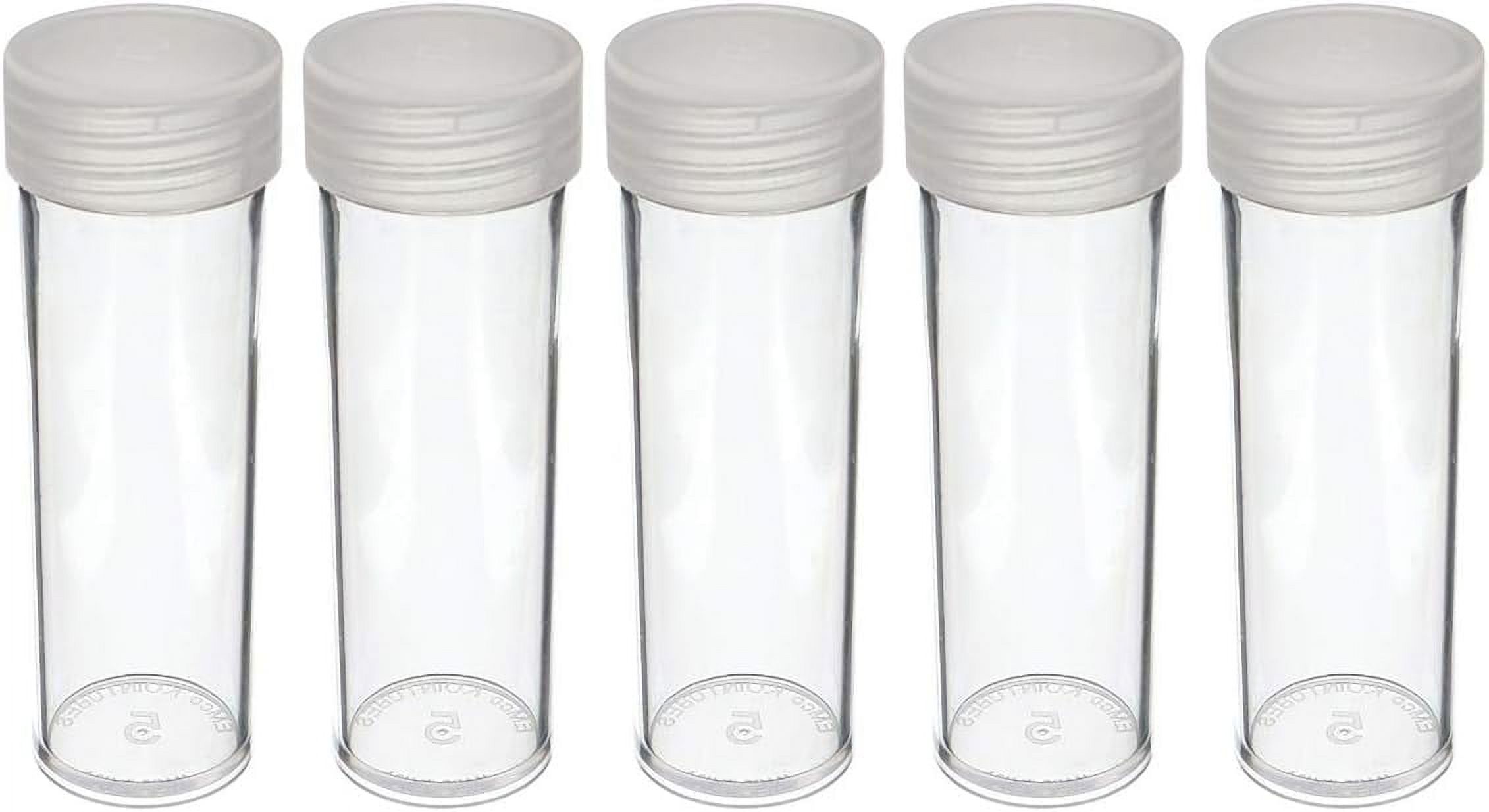 3 Set Of 5 Pc, Brand Round Clear Plastic () Size Coin Storage Tube