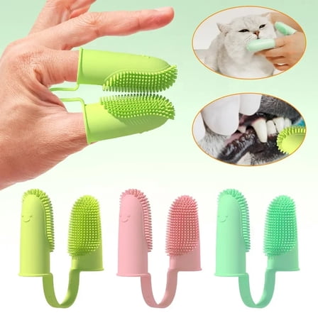 3 Set Pet Two-finger Toothbrush Dog Cat Pet Supplies Teeth Cleaning Finger Set Oral Cleaning Tools Pet Two-finger Toothbrush Dog Cat