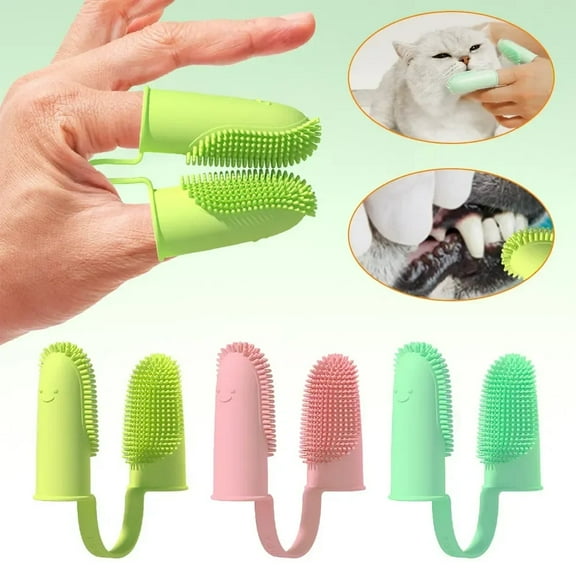 3 Set Pet Two-finger Toothbrush Dog Cat Pet Supplies Teeth Cleaning Finger Set Oral Cleaning Tools Pet Two-finger Toothbrush Dog Cat