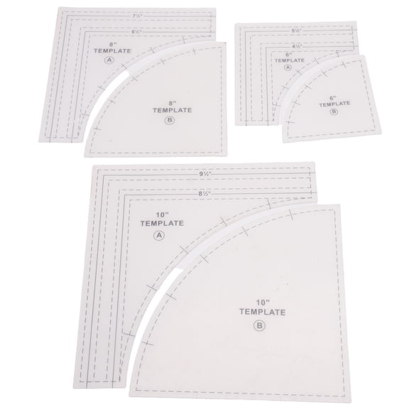 3 Set Quilting Templates Large Rulers 10 8 6in for Cutting Patterns with 1/4in Seam Allowance Supplies Craft Tool