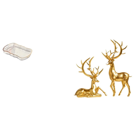 3 Set Rectangle Serving Tray Storage Tray Deer Figurine Modern Resin Design for Indoor Restaurant Party Decor