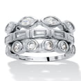 thumbnail image 1 of 3-Set Stack Silvertone Multi-Shape Ring Set, 1 of 3