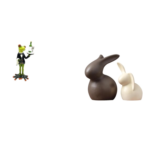 3 Set Waiter Frog Statue Animal Decorative Figurine Resin Ceramic Material for Living Room Table Desk