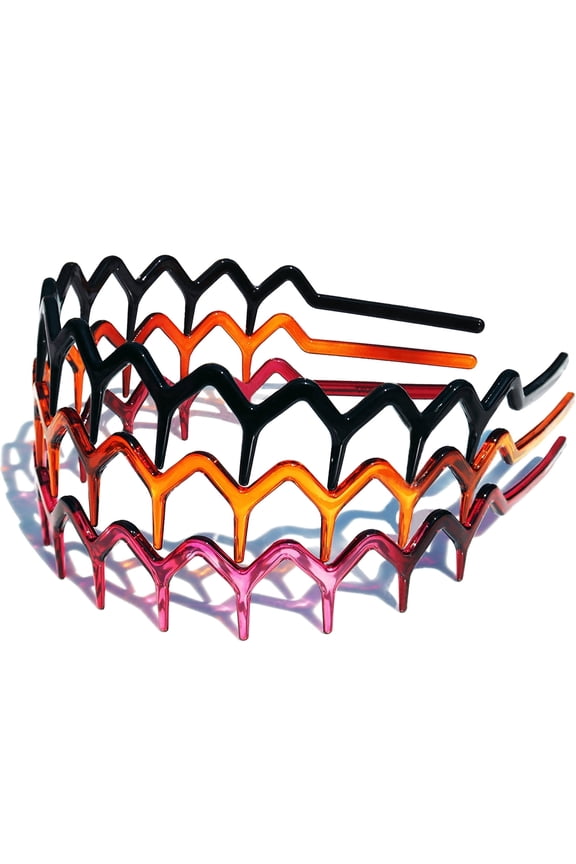 3 Set Zig Zag Plastic Sharks Tooth Hair Comb Headband Hoop for Women Men, 90s Zigzag Headband Hair Accessories (Black, Amber, Claret)