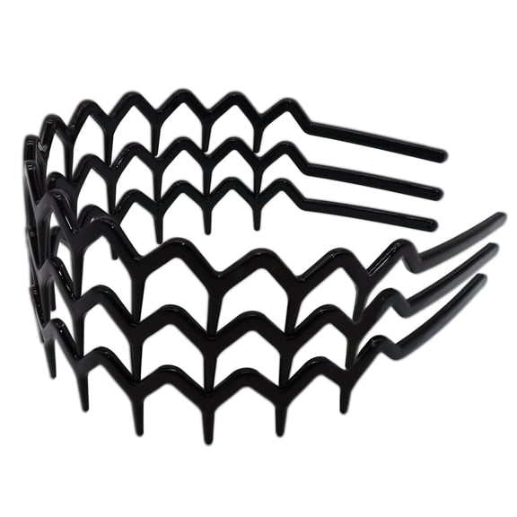 Melissazuly Resin Sharks Tooth Bandana Headband in Zigzag, Black, 3 ct