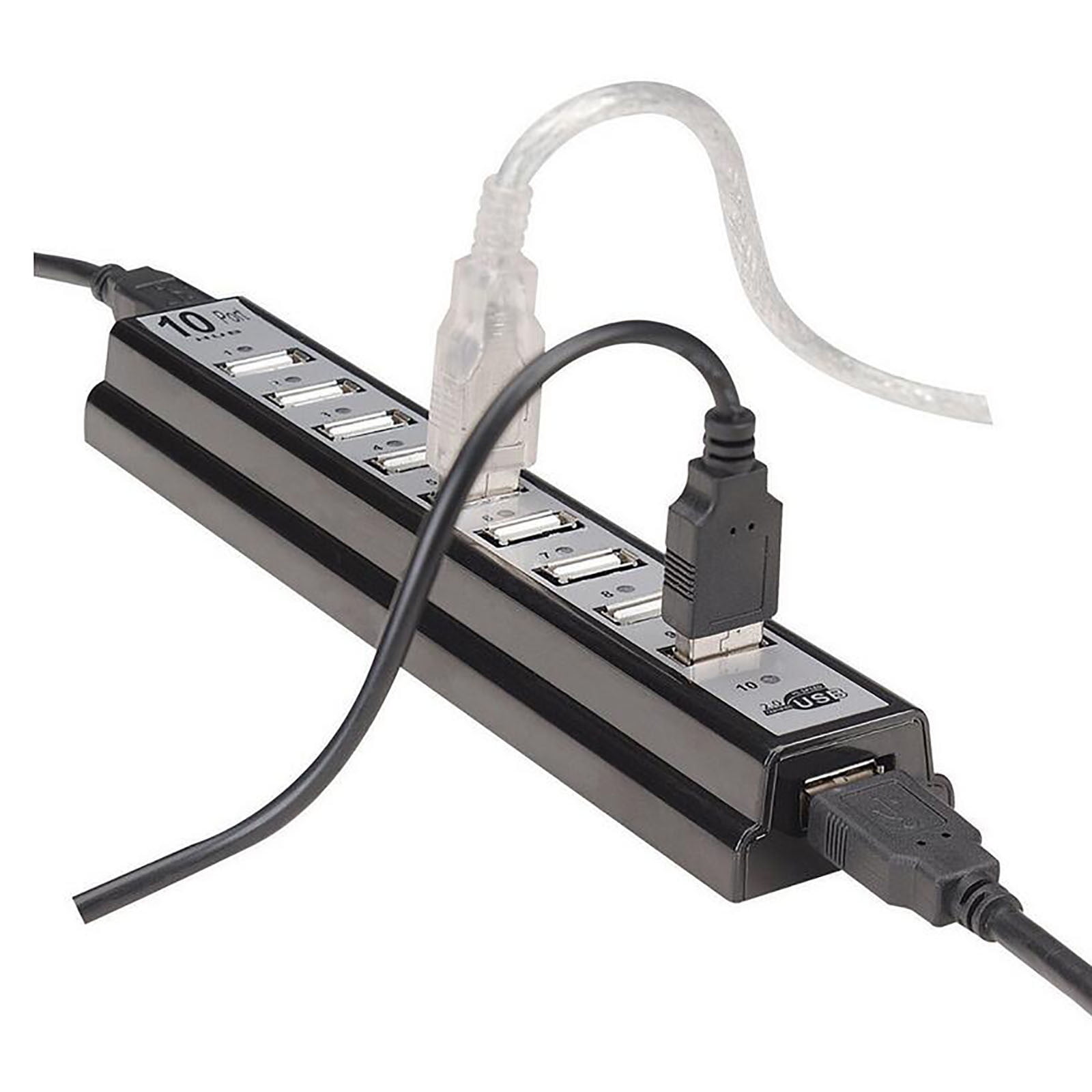3 Set of 10 Port Hi-Speed USB 2.0 Hub + Power Adapter for PC Laptop Computer