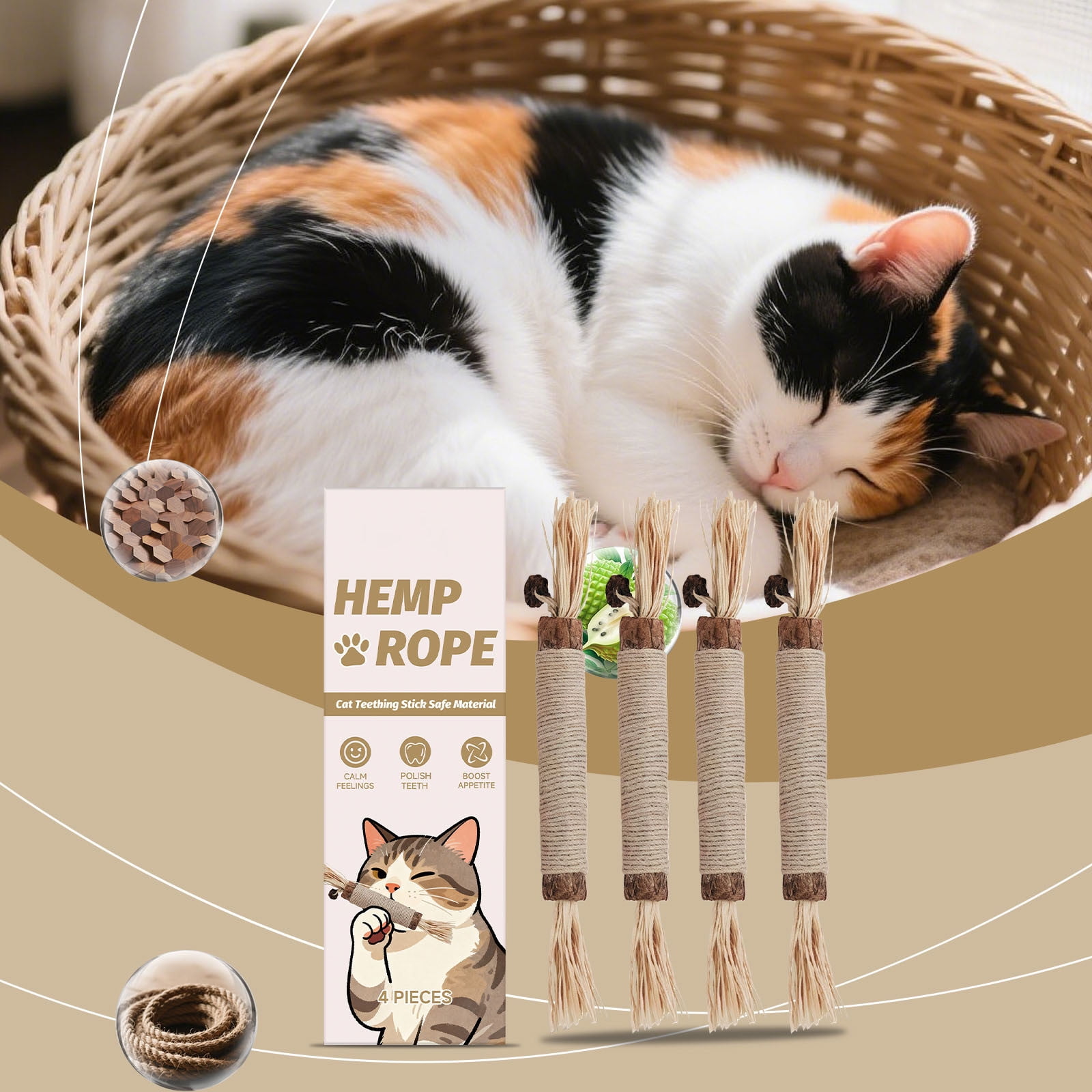 3 Set of Chew Toys Catnip Toys Teeth Grinding Sticks 4-Piece Set