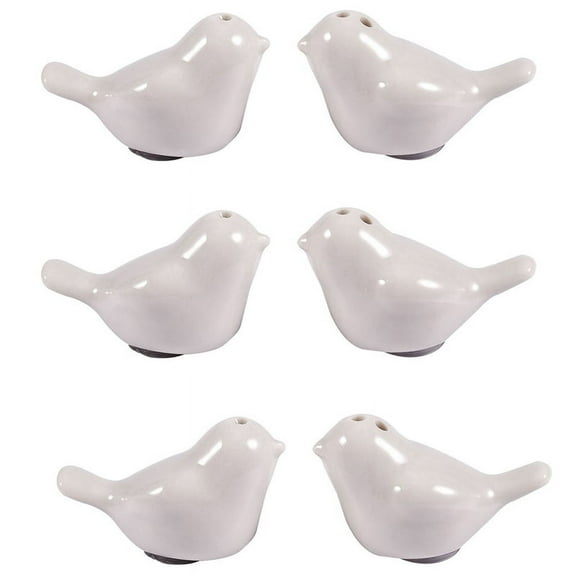 3 Set of Love Birds Ceramic Salt and Pepper Shakers Personalised Wedding Favors - White