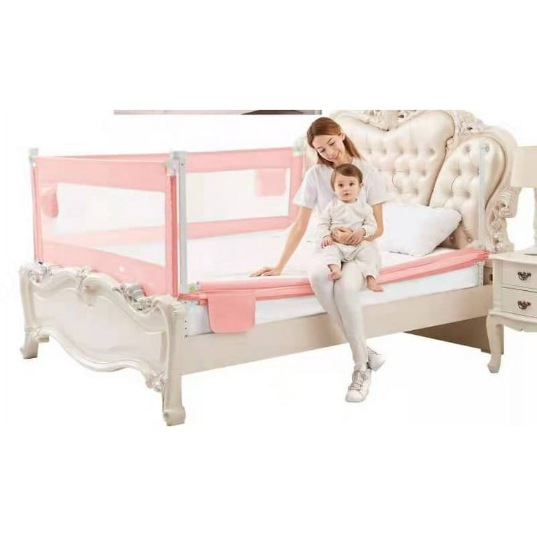 Toytexx 3 Set of Queen Size Bed Safety Bed Guardrail Bed Fence for Children Toddlers Infants Pink Color