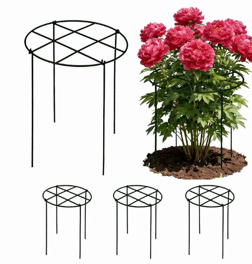 3 Sets 18''H x 14''Dia Large Peony Cages and Support - Heavy-Duty Metal Legs, Plant Support Cage for Outdoor Plants, Flower Trellis for Hydrangea Rose Tomato