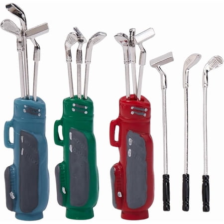 3 Sets 3 Colors Miniature Golf Clubs Model Mini Dollhouse Sports Set Mini House Decoration Accessories Red Green Blue Metal Sports Golf Set for Dollhouse Props Arts Home Decors Accessories 1set