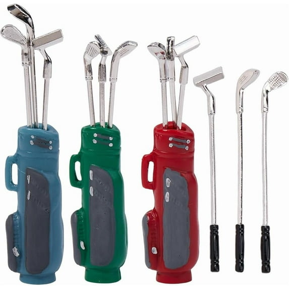 3 Sets 3 Colors Miniature Golf Clubs Model Mini Dollhouse Sports Set Mini House Decoration Accessories Red Green Blue Metal Sports Golf Set for Dollhouse Props Arts Home Decors Accessories 1set