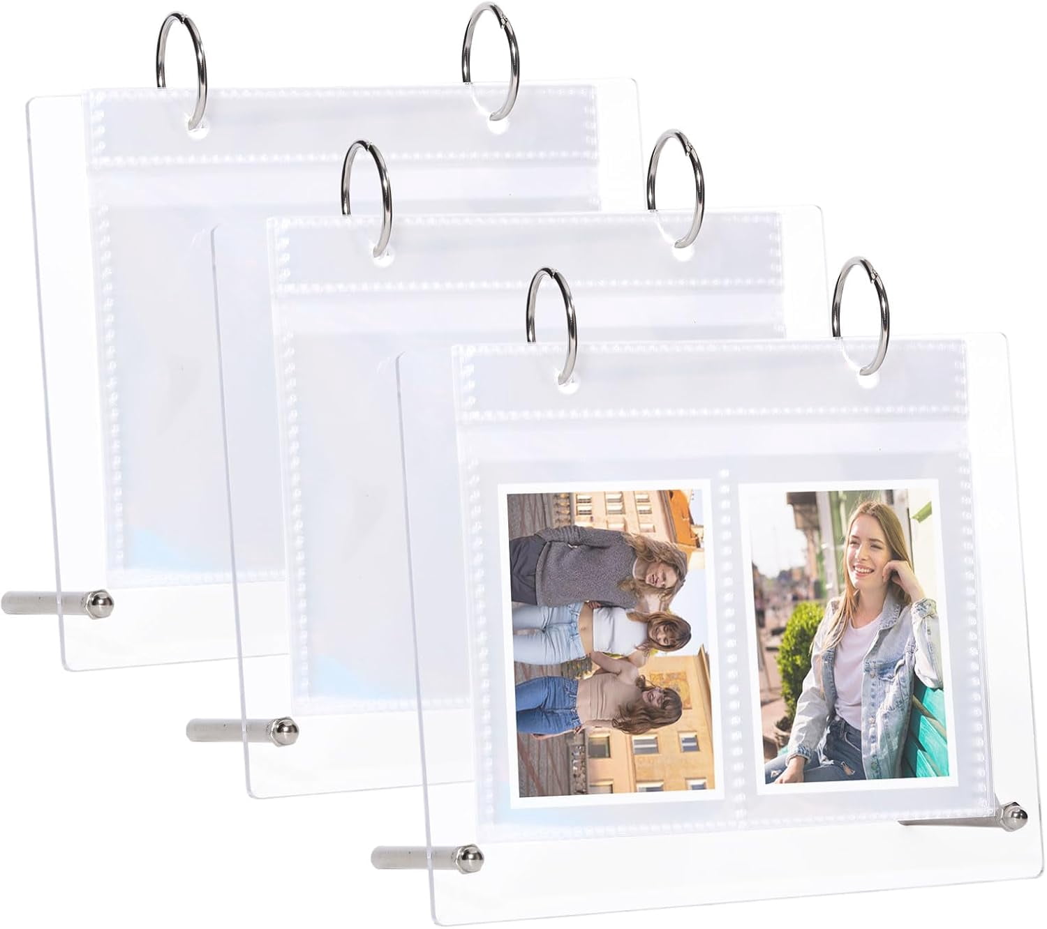Mini Photo Stand 3 Sets 3 Inch Acrylic Desktop Small Photo Album 30 Pockets Rectangle ...