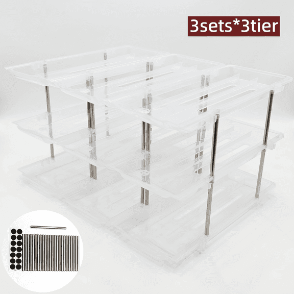 3 Sets 3-Tier Can Organizer Rack, 36-Capacity Automatic Rolling Soda Can Storage for Pantry Fridge, Clear Plastic, Space-Saving Canned Food Dispenser