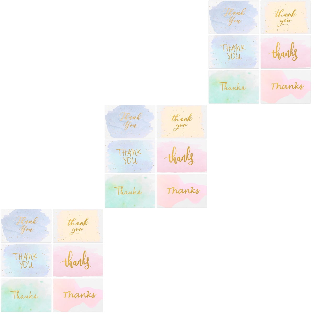 3 Sets 48Pcs Thank You Cards with Envelopes Bronzing Greeting for Wedding, Business, Anniversary