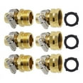 thumbnail image 1 of 3 Sets 5/8 Inch Brass Garden Hose Repair Kit Mender End Water Hose End Mender Female and Male Hose Connector with 6 Pieces Stainless Steel Clamp and 6 Pieces 3/4 Inch Rubber Gaskets, 1 of 10