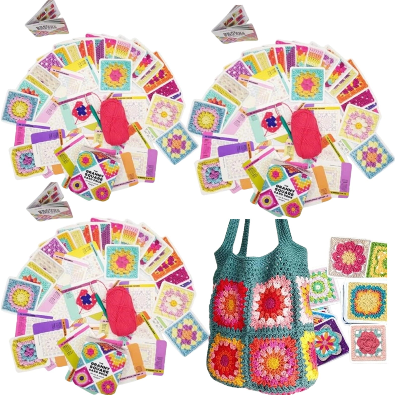 3 Sets 50 Mix & Match Designs The Granny Square Card Deck,Granny Square