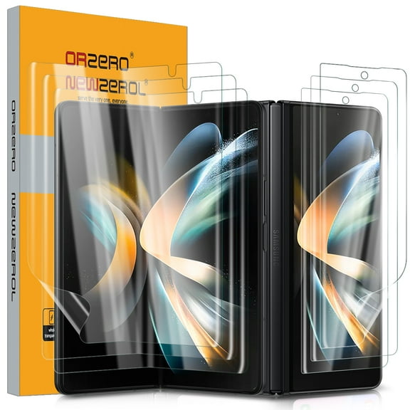 (3 Sets 6 Packs) Orzero Screen Protector Compatible for Samsung Galaxy Z Fold 4 5G, Soft TPU (Not Glass) Edge to Edge (Full Coverage) High Definition Bubble-Free (Lifetime Replacement)