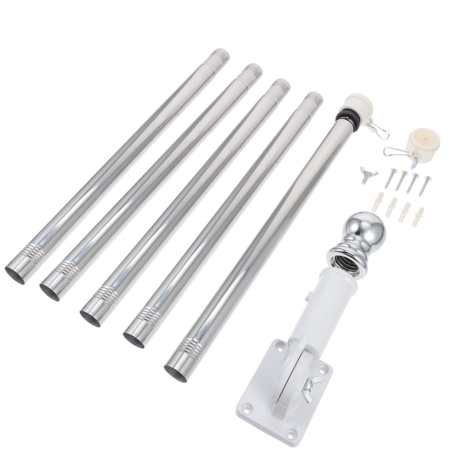 3 Sets 6ft Flag Pole with Adjustable Angle Flag Pole Mounting Base