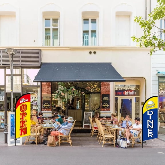 3 Sets 7 ft Lunch Dinner Special Now Open Flag Restaurant Advertising Feather Flag Kits, 3 Pole and 3 Banner Sign, Portable Bag for Business Advertising Outdoor Grand Opening$$Other