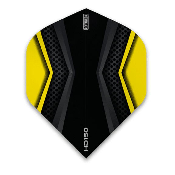 3 Sets (9 Flights) Pentathlon HD150 Yellow/Black Ex-Tough Dart Flights - 150 Micron