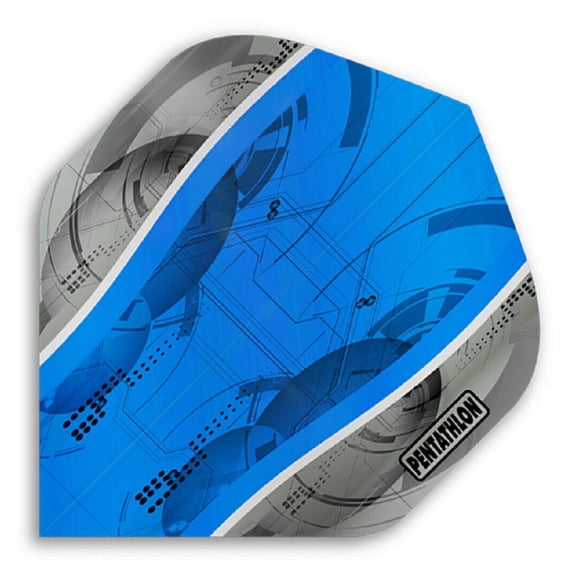 3 Sets (9 Flights) Pentathlon Silver Edge Blue Standard Ex-Tough Dart Flights - 100 Micron
