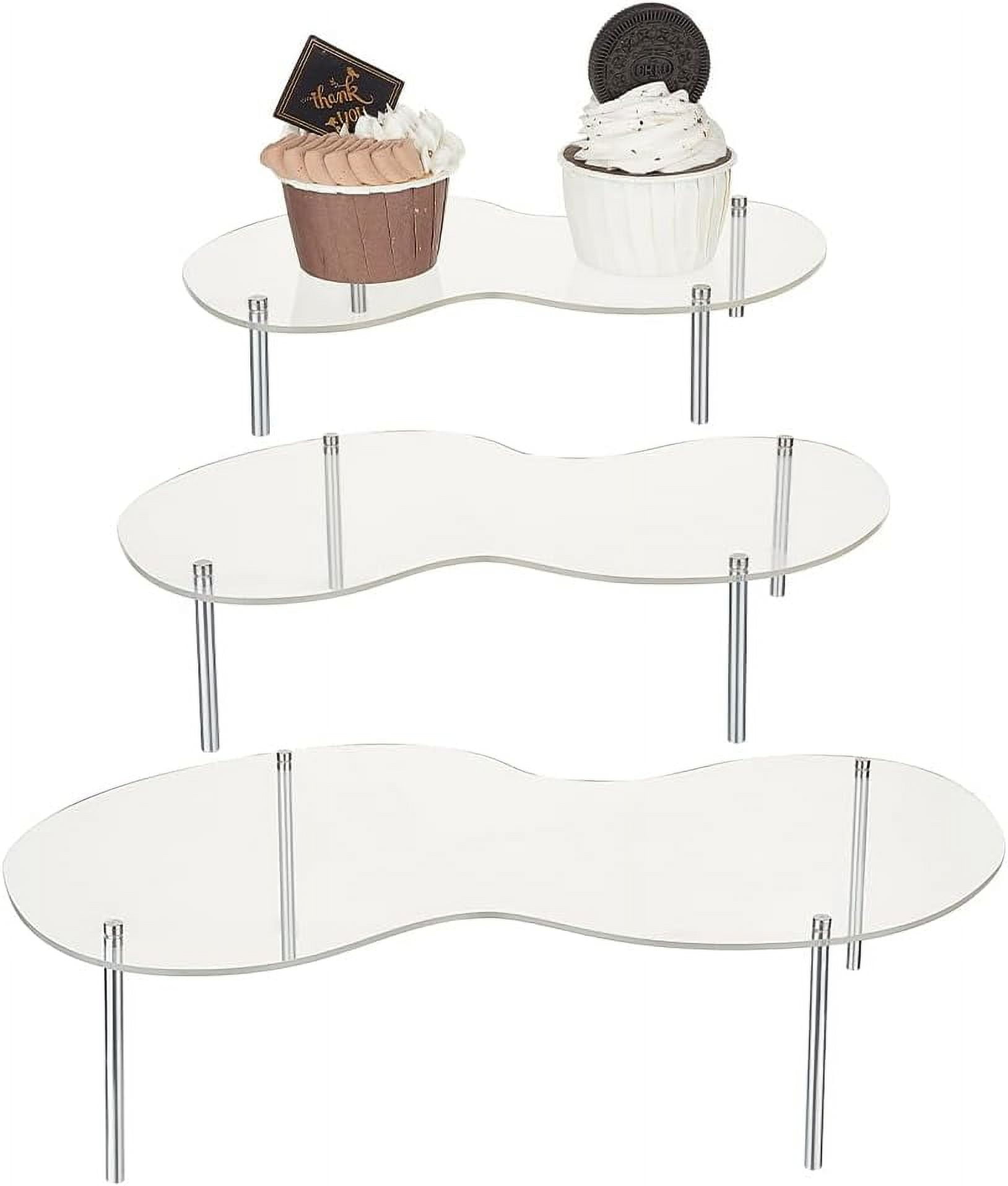 3 Sets Acrylic Cake Stand for Dessert Table Clear Elliptical Risers ...