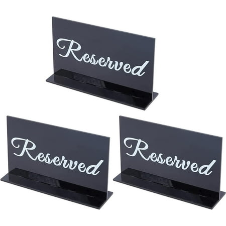 3 Sets Acrylic Mirror Reserved Table Signs Black Desk Stand Reserved Sign Table Reservation Card Double Sided Reserved Sign Plate