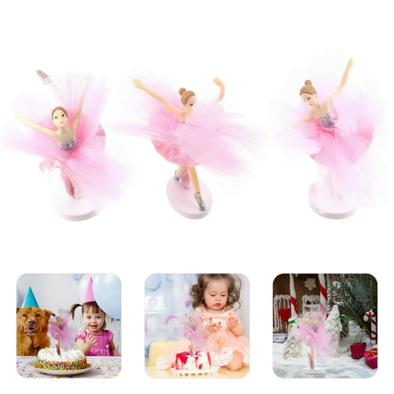 3 Sets Ballerina Girl Cupcake Toppers Tulle Skirt Girl Cake Ornament Party Favor