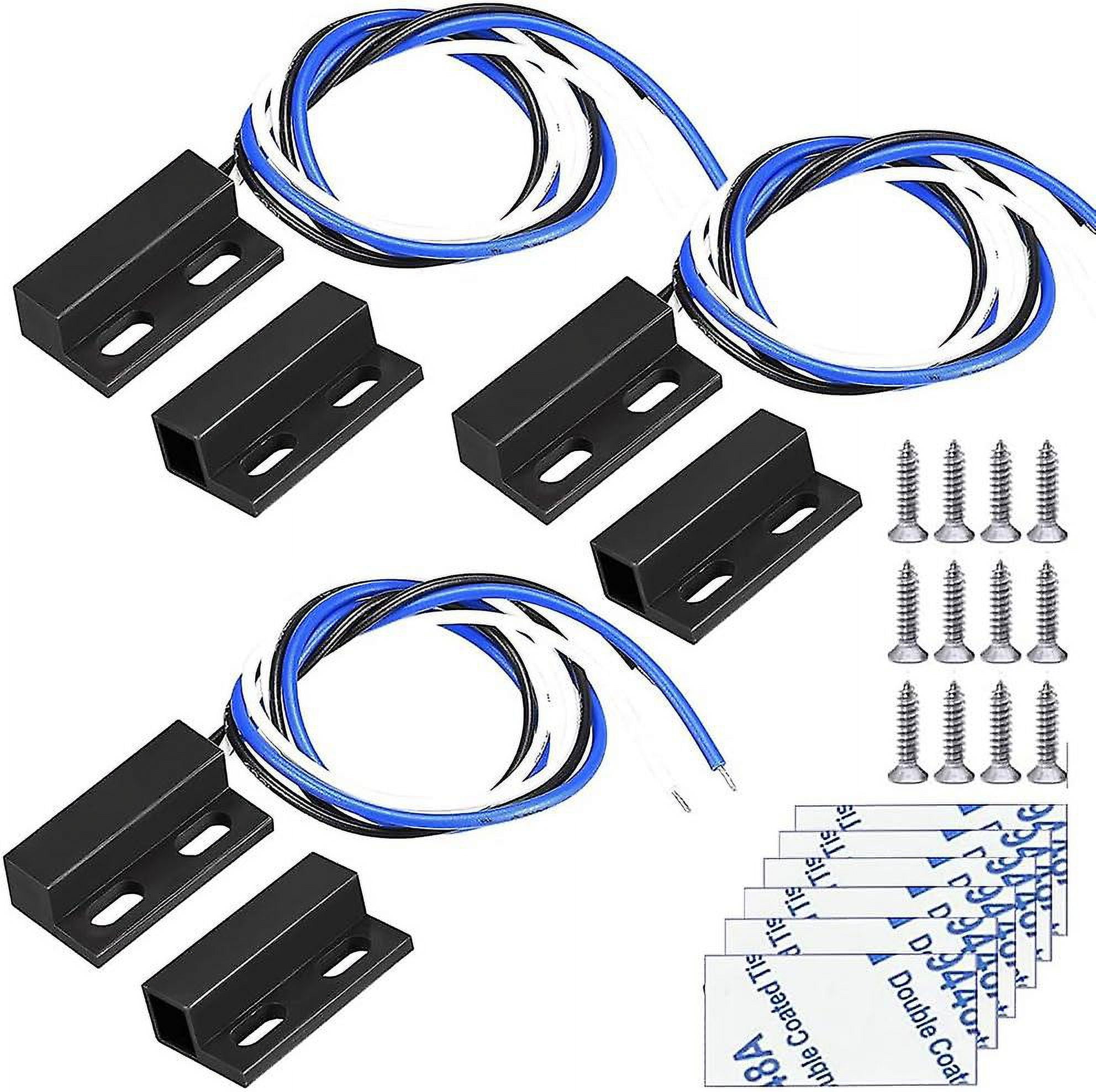 3 Sets Black Switch Wiring NO/NC Flush Door Sensor Hidden