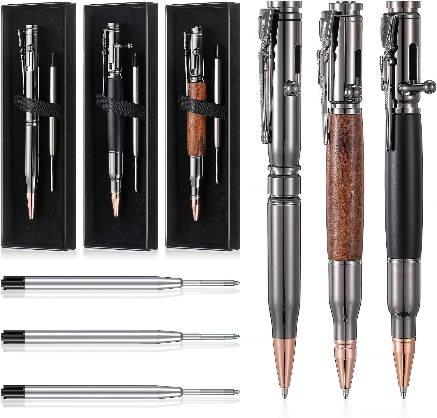3 Sets Bolt Action Bullet Pen, Mens Gift, Tactical Writing Instrument