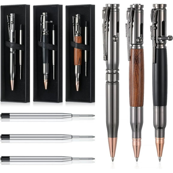 3 Sets Bolt Action Bullet Pen, Mens Gift, Tactical Writing Instrument