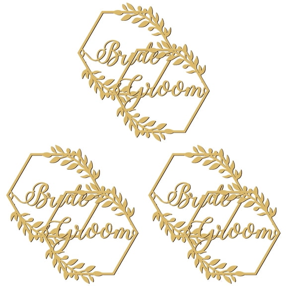 WEUVEB Golden Wedding Chair Signs for Bohemian Country Themed Weddings 3Sets