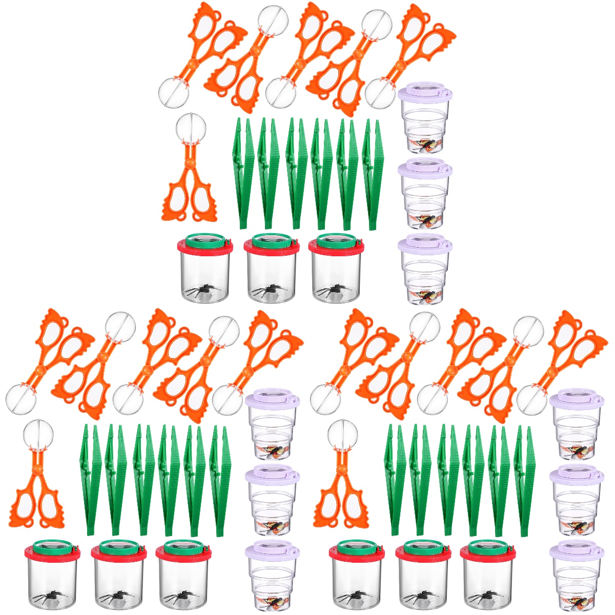 3 Sets Catcher Scissor Tweezers Bug Kit Critter Tool for Kid Plastic