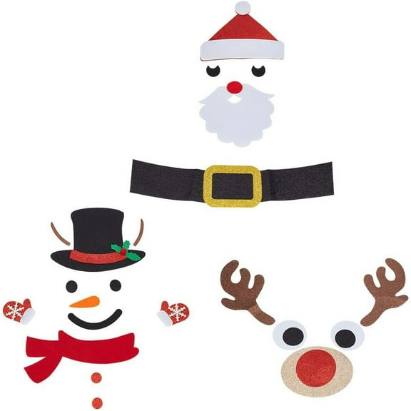 3 Sets Christmas Door Stickers Christmas Snowman Wall Stickers Deer Window Clings Xmas Decals Art Wall Decorations Holiday Snowflake Santa Claus DIY