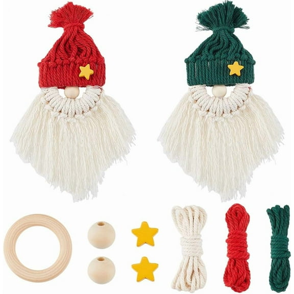 3 Sets Christmas Macrame Kits Macrame Christmas Ornaments Kits Macrame Ornament with Instructions Santa Claus Macrame Kit for Beginners Adults DIY Wall Hangings Decoration Mixed ColorDIY