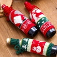 thumbnail image 1 of 3 Sets Christmas Wine Bottle Cover and Hats Decoration Handmade Ugly Sweater Knit Wine Bottle Dress Santa Reindeer Snowman for Christmas Holiday Party Decorations, 1 of 10