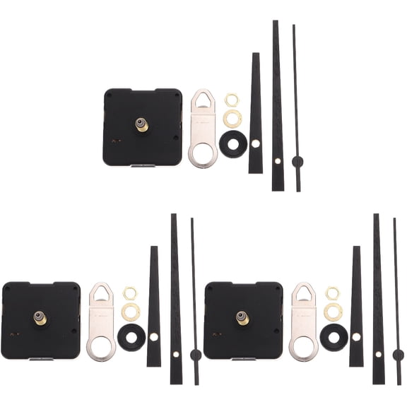 MERRYHAPY 3 Sets Black Battery Operated Quartz Clock Movement Kit with Mute Sweep for Clock Making Projects