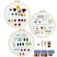 thumbnail image 1 of 3 Sets Embroidery Kit Beginners Embroidery Stitch Practice Kit 3 Sets Hand Embroidery Starter Kit with 1 Hoop Learn 25 Different Stitches for Craft Lover Adult Stitch with Embroidery Skill Techniques, 1 of 7