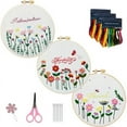 thumbnail image 1 of 3 Sets Embroidery Kit for Adult, Embroidery Kit Include Embroidery Cloth Hoops Threads for Craft Lover Hand Stitch with Embroidery Skill Techniques, 1 of 7