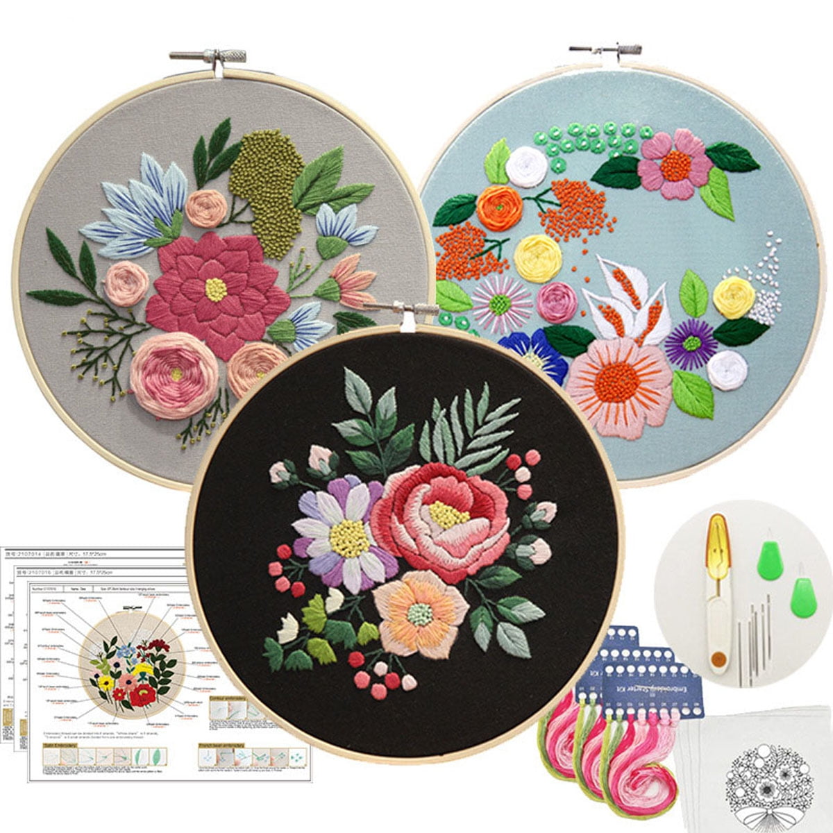 Mimosa EM237, Embroidery Pattern KIT and PDF Starter Kit Needlepoint Kit  Adult Craft Kit Stamped Needlepoint Kit Set 