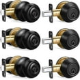 thumbnail image 1 of 3 Sets Entry Door Knob and Single Cylinder Deadbolt Combo Set, Keyed Alike Round Ball Matte Black Exterior Door Knobs with Lock and Keys for Entrance and Front Door, 1 of 6