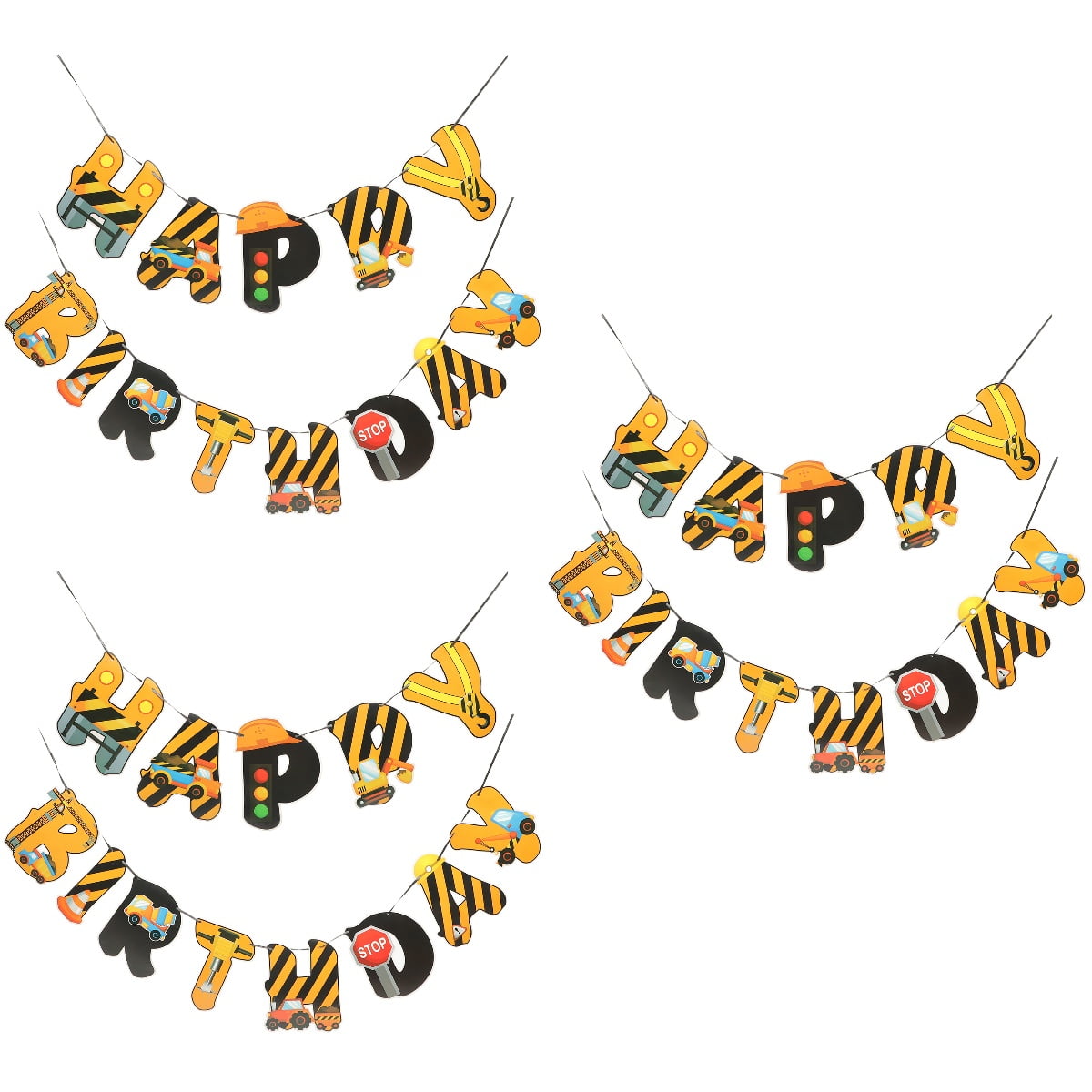 3 Sets Excavator Birthday Party Supplies Decorations Anniversary Child Baby