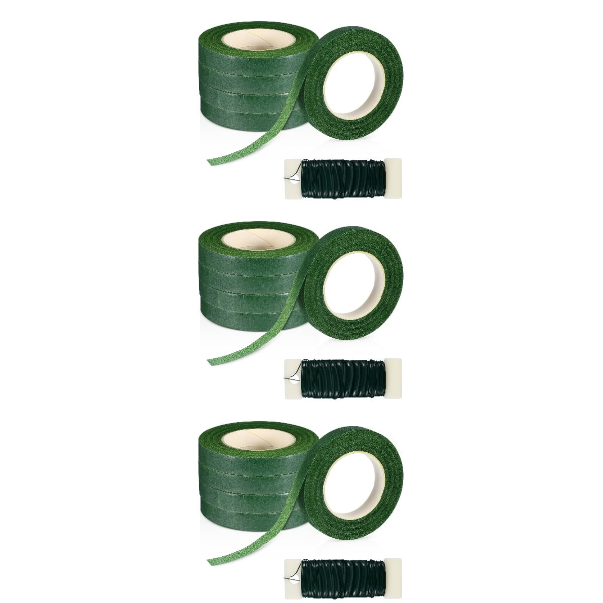 3 Sets Floral Tool Magnetic Tape Florist Wire Green and Tapes Bouquet Wreath Making Wreaths