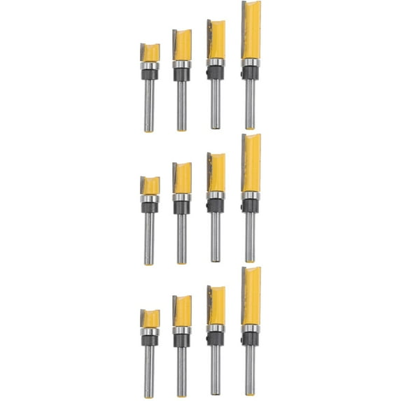 3 Sets Flush Trim Router Bits Assorted Trimming Cutter Groove Router Bit Set for Woodworking